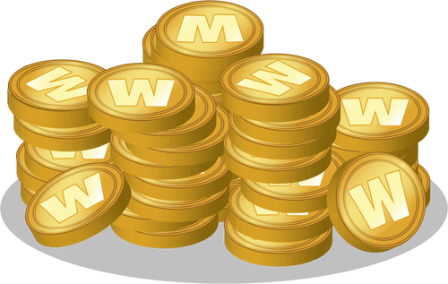 Of Hoard Of Gold Coins With W Logo Clipart