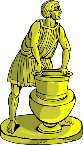 Golden Statue Of Fountain And Man Clipart