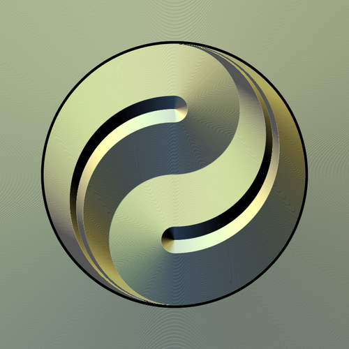 Ying Yang Sign In Gold Color Clipart