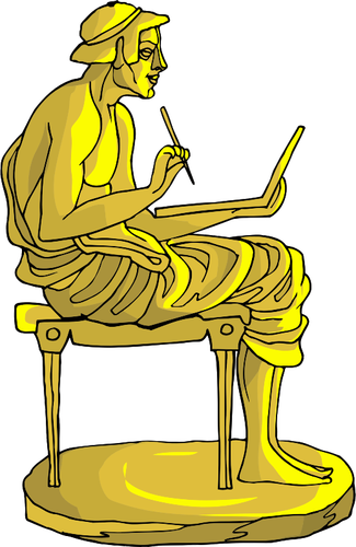 Golden Statue With Writer Clipart