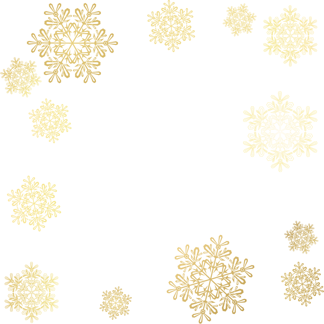 Golden Snowflakes Area Painted Pattern Vector White Clipart