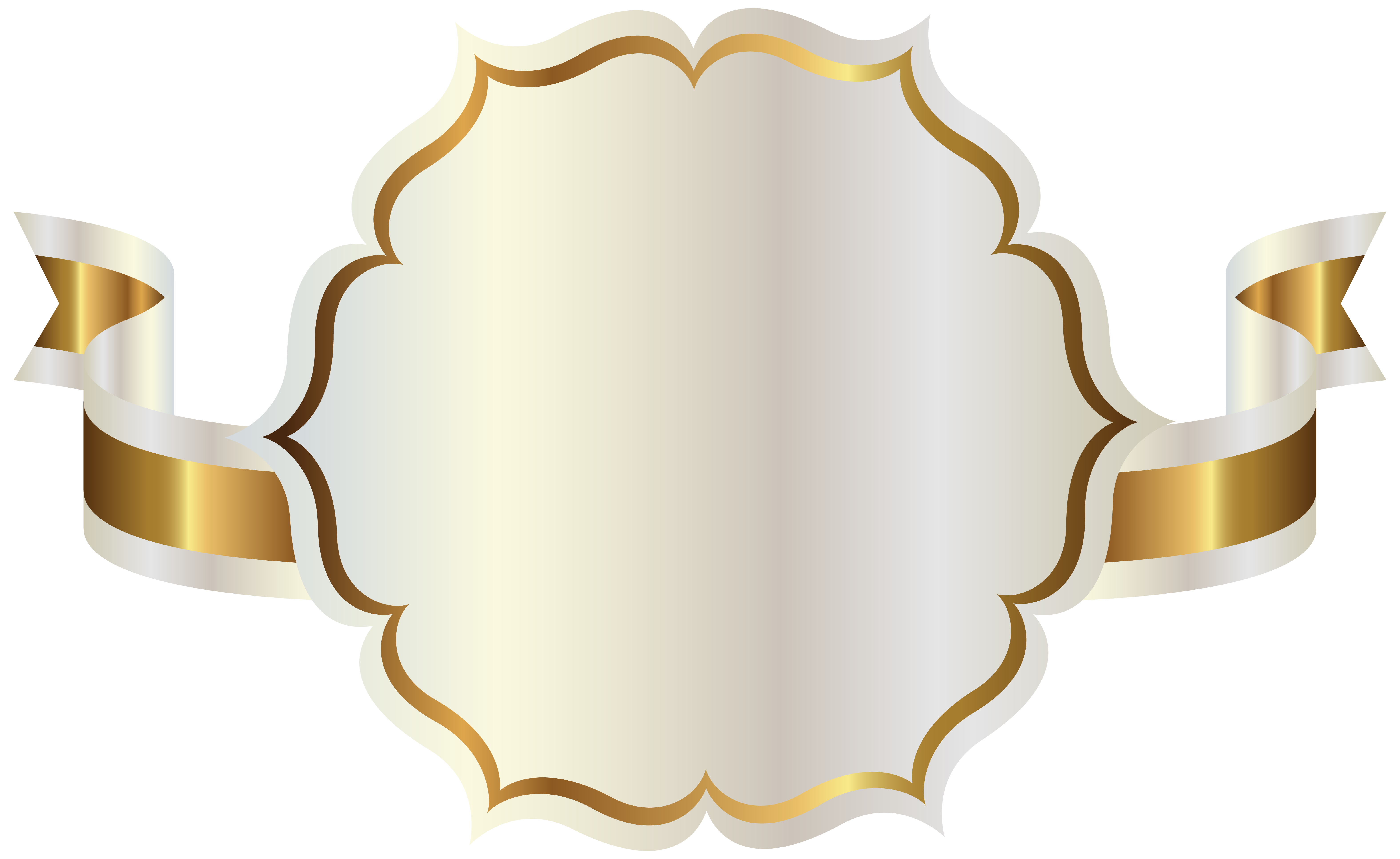 White With Gold Ribbon Label Free PNG HQ Clipart