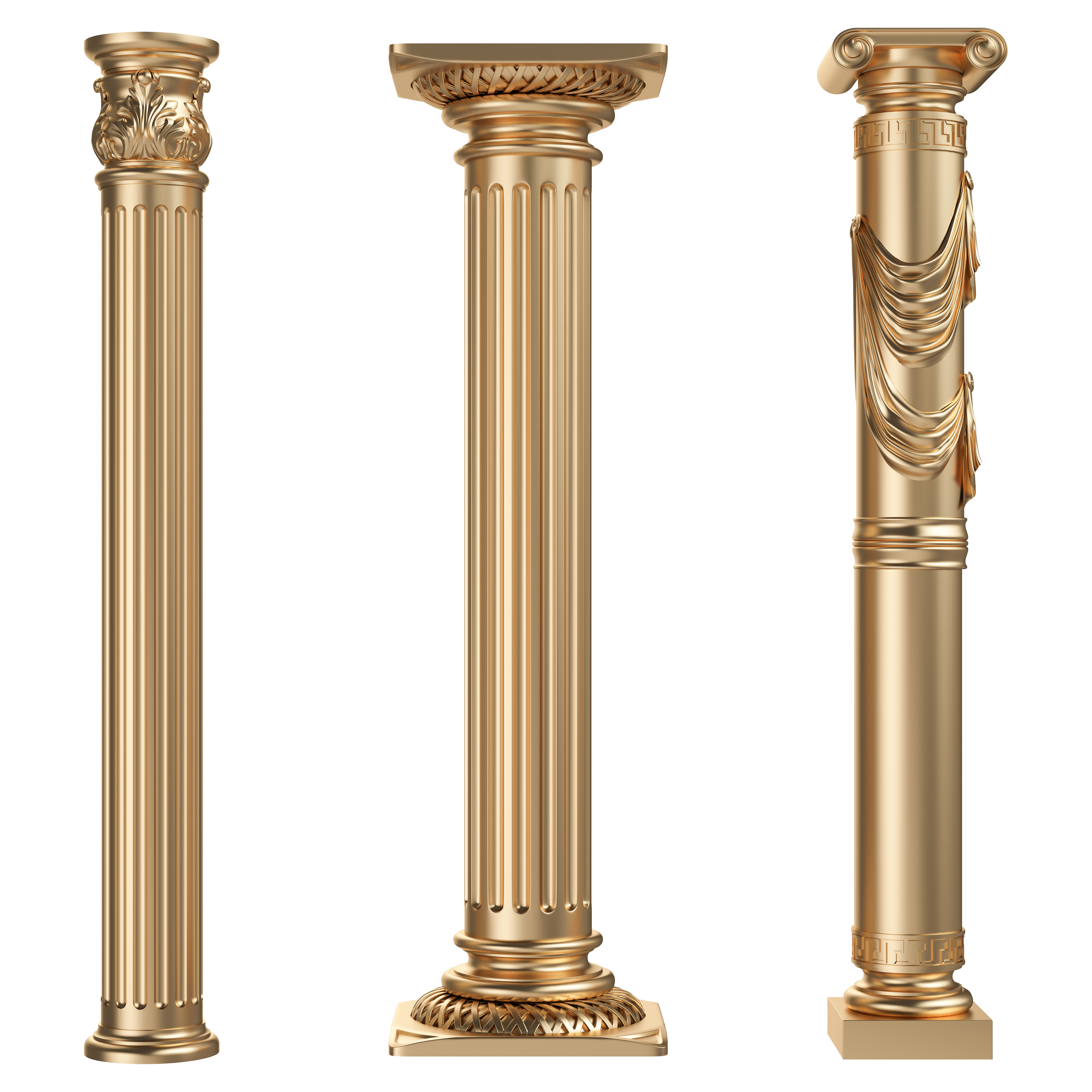 Style Gold Column Pole Roman Retro European Clipart