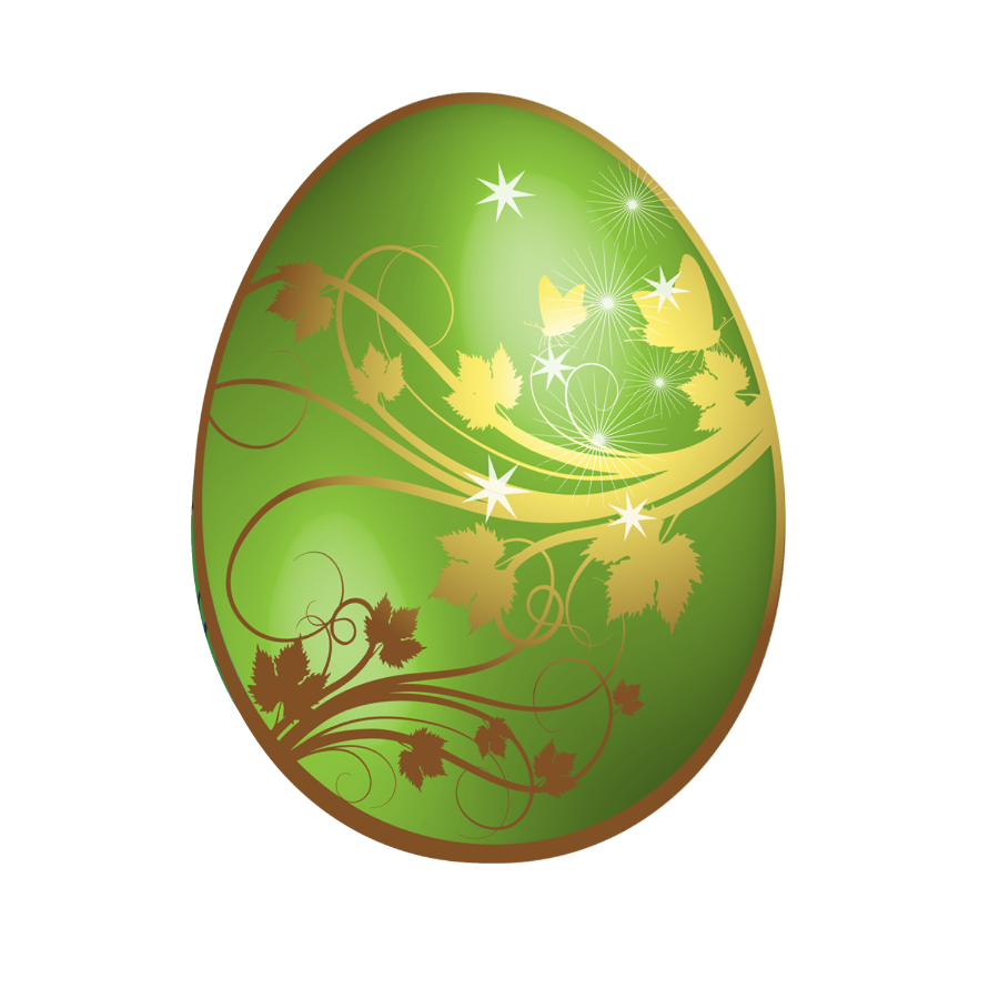 Gold With Easter Large Green Ornaments Egg Clipart