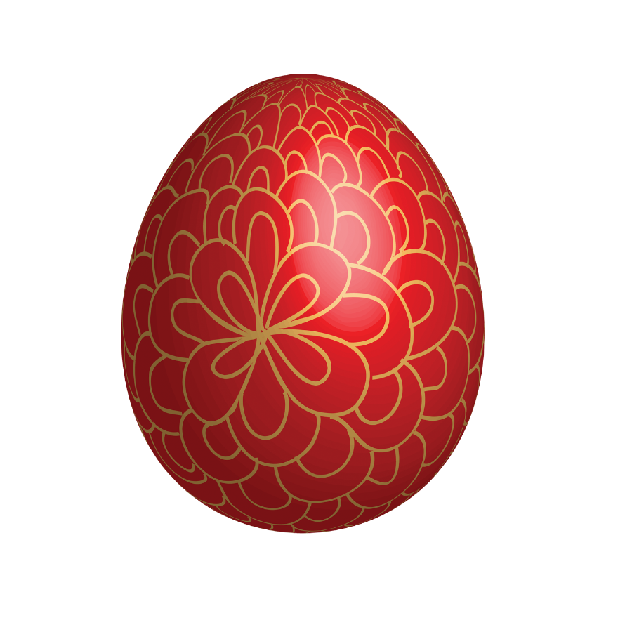 Gold With Large Ornaments Egg Bunny Red Clipart