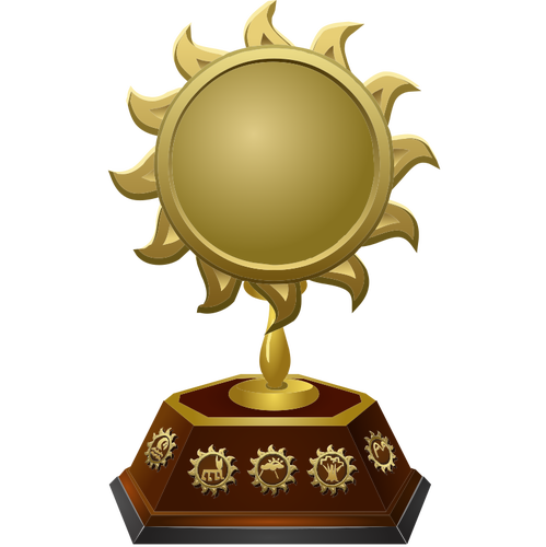 Of Gold Sun Shaped Trophy Clipart