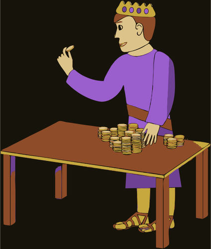 Of King Counting Gold Coins Clipart