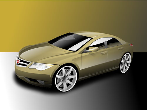 Of Powerful Sedan Gold Colored Car Clipart