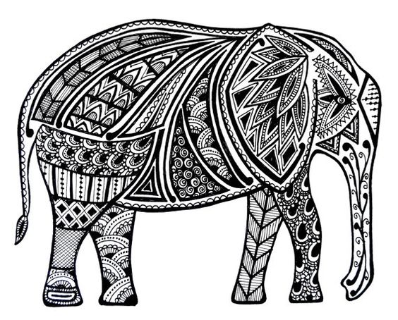 Zentangle Good Luck And Elephants On Clipart