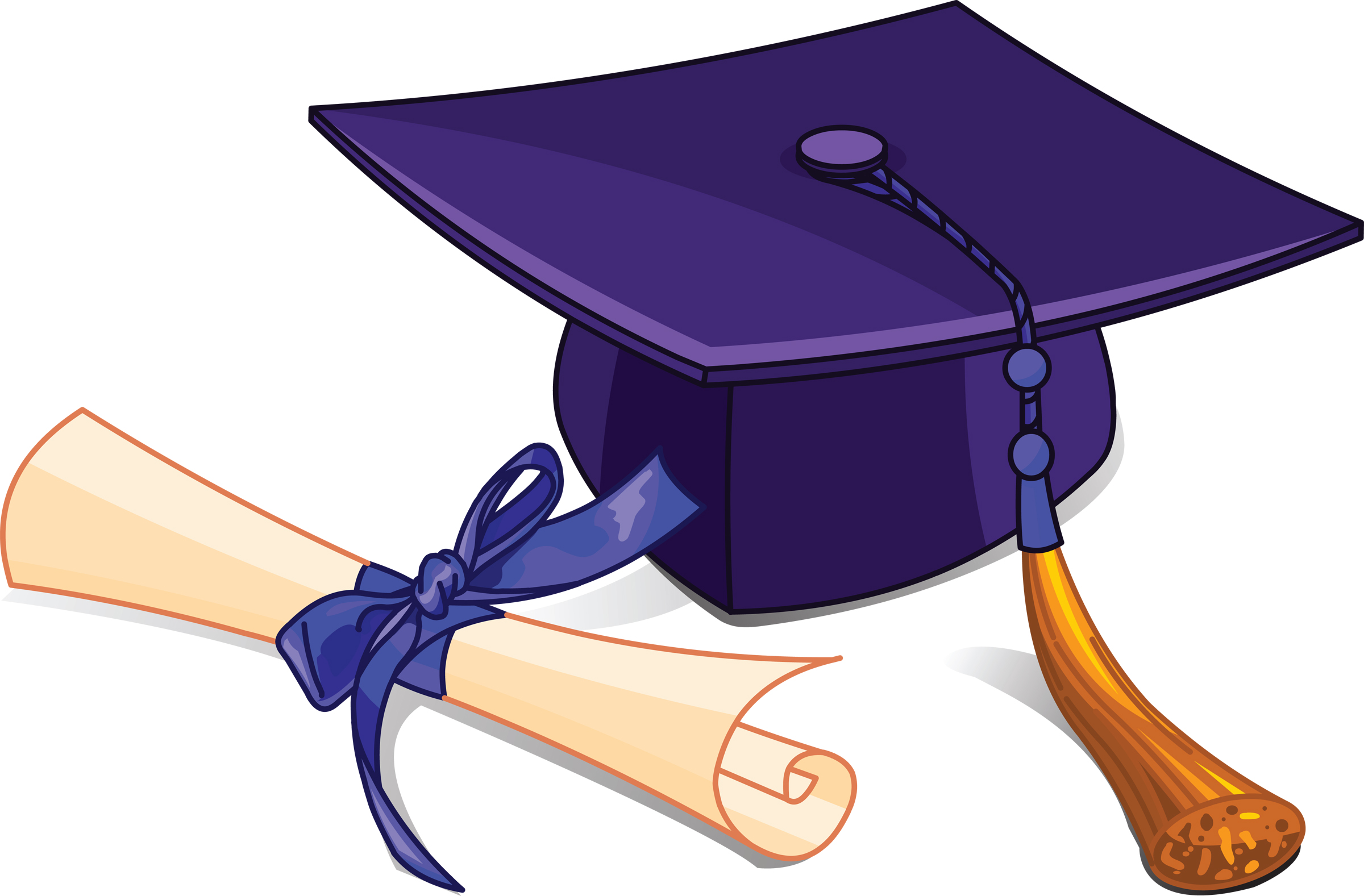 Graduation Hat Purple Graduation Pencil And In Clipart