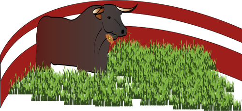 Of Bull Grazing Grass Clipart