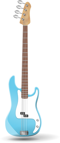 Illustration Of Blue Bass Guitar Standing Up Clipart