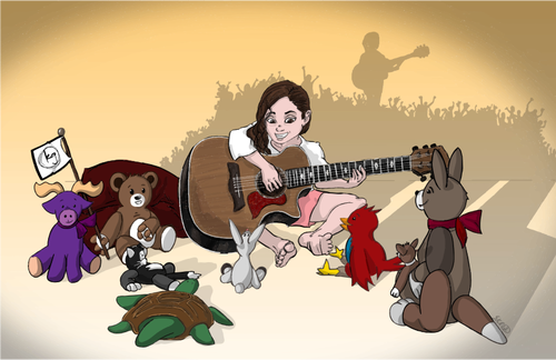 Girl Playing Guitar For Animals Clipart