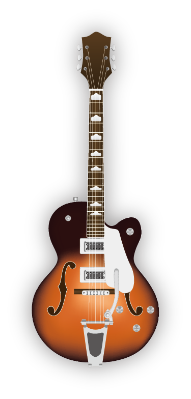 Electric Classical Guitar Vector Acoustic Hand-Painted Clipart