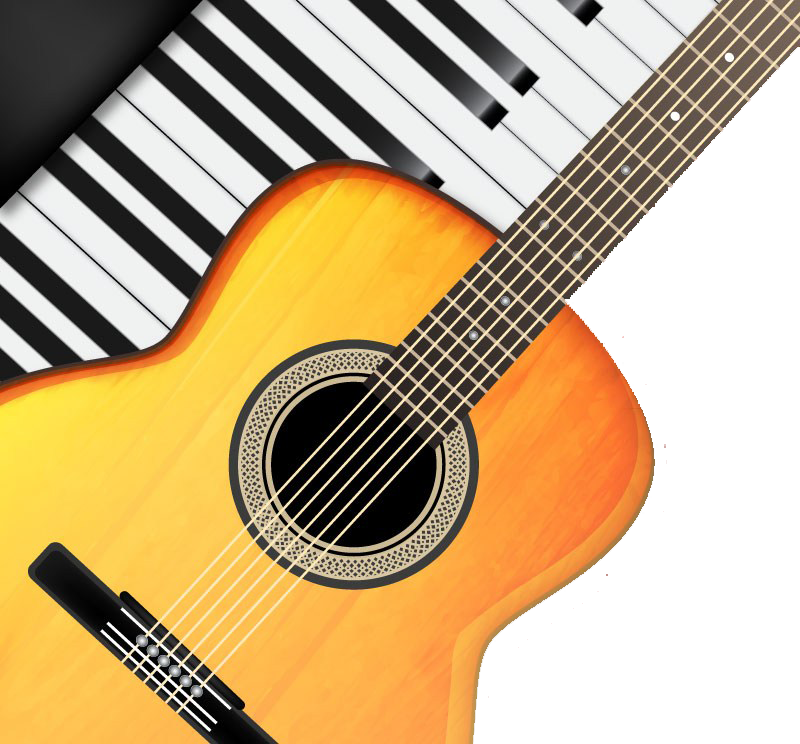 And Electric Creative Guitar Instrument Keyboard Acoustic Clipart
