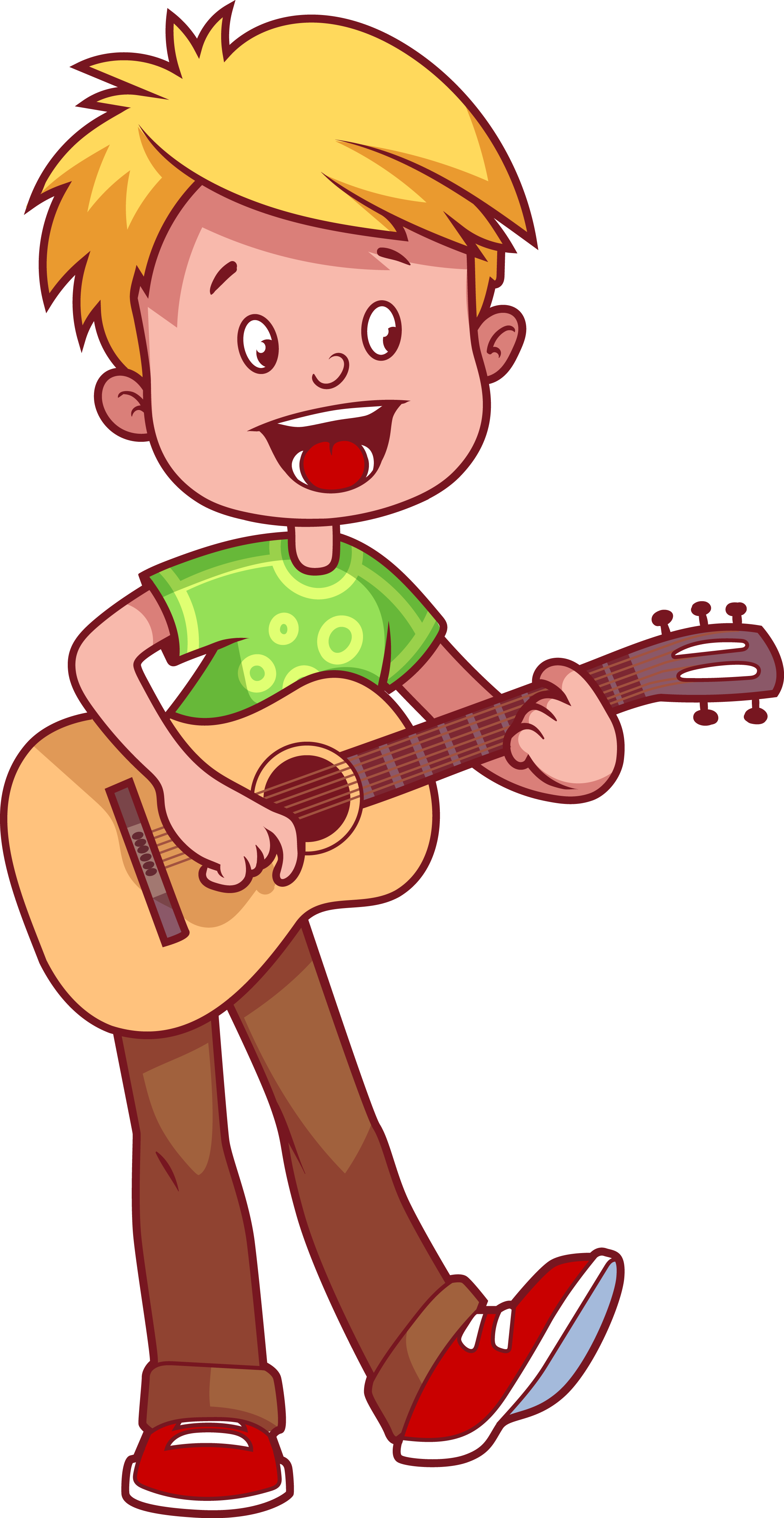 Guitar Playing Cartoon Illustration Children Free Download PNG HQ Clipart