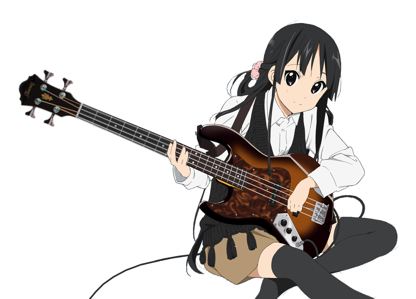 K bass. Мио Акияма бас. Мио Акияма с бас гитарой. K-on Мио Акияма. Мио Акияма с гитарой.