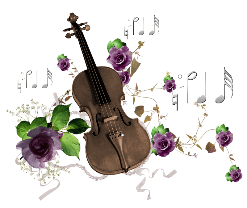 Guitar Roses Painted Purple Musical Note Instrument Clipart