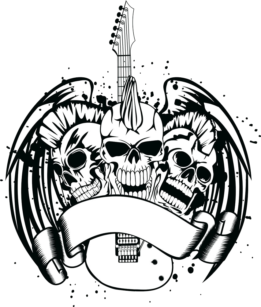 Guitar With Illustration Skull Royalty-Free Free Frame Clipart