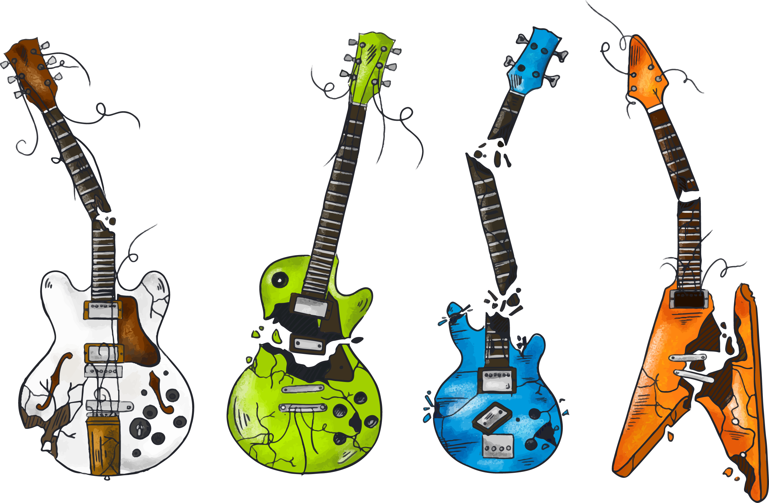 Guitar Broken Illustration Bass Ukulele HQ Image Free PNG Clipart