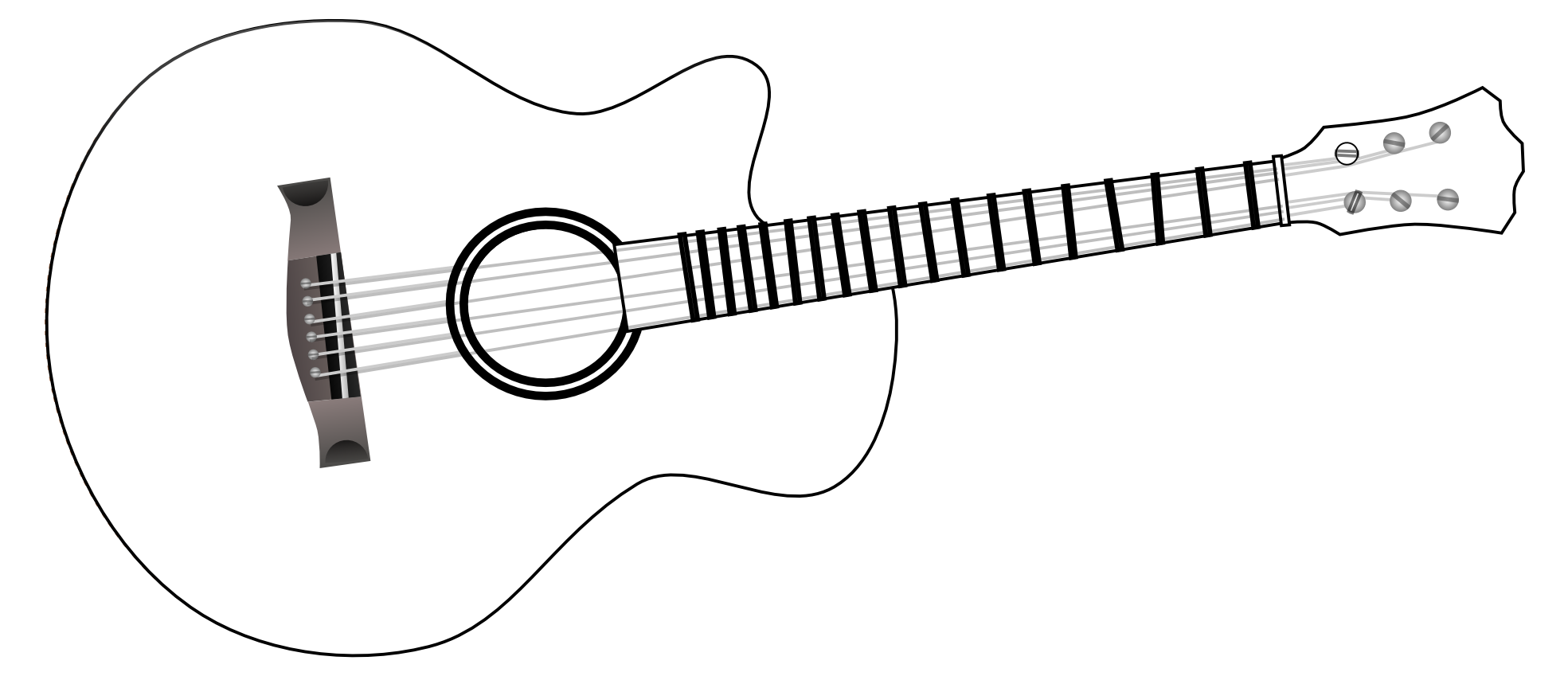 And Art Electric Guitar Black White Line Clipart