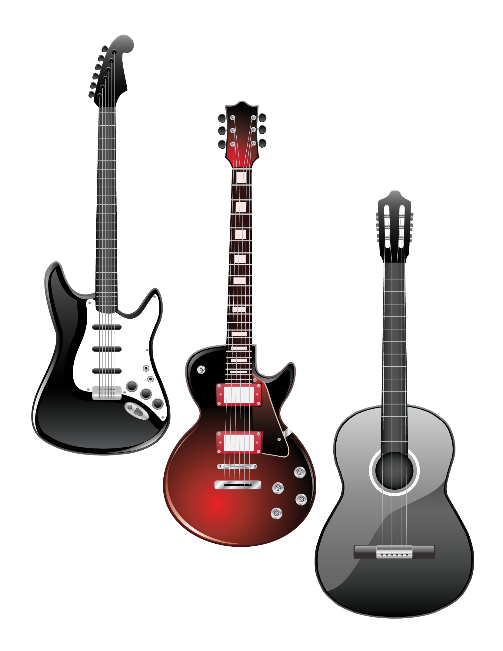 Electric Fender Material Three Guitar Vector Mustang Clipart