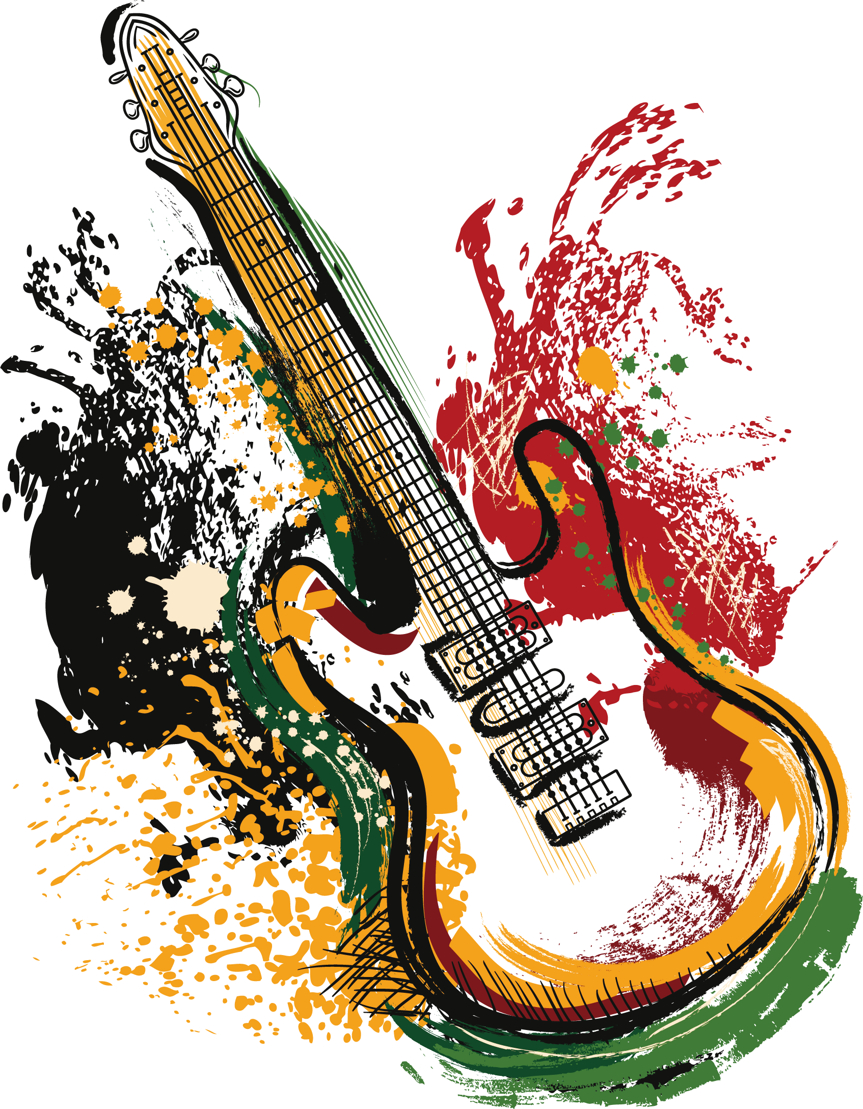 Art Electric Poster Guitar Vector Grunge Clipart