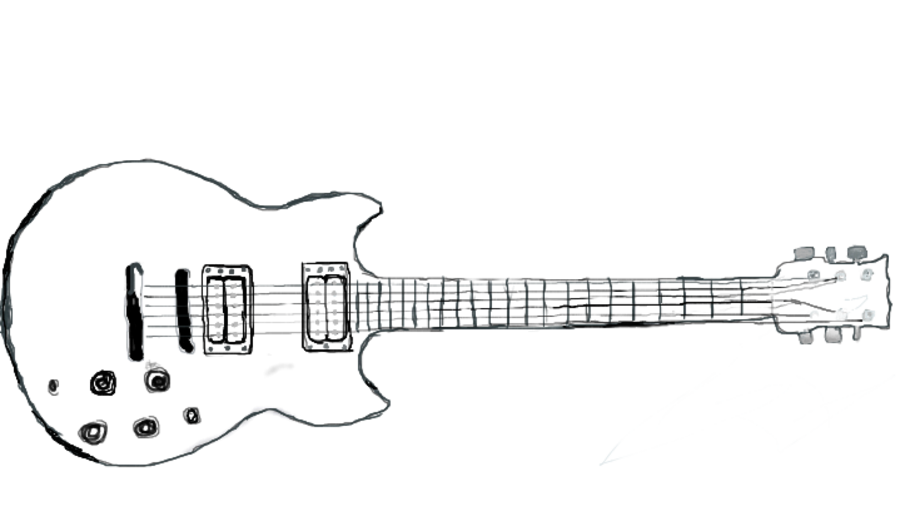 Sketch Electric Instruments Musical Guitar Cartoon Drawing Clipart