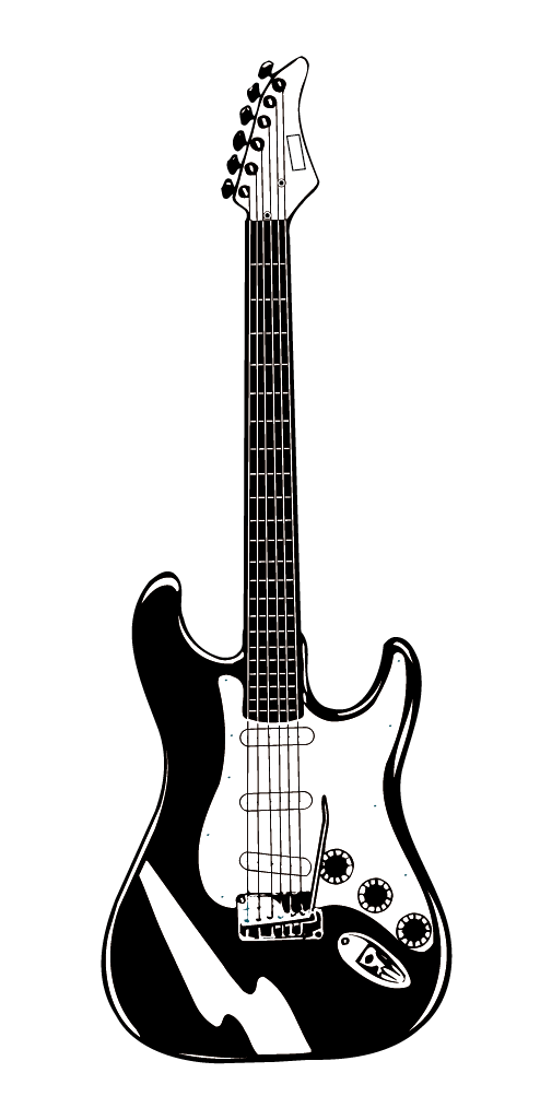 Silhouette Electric Flying Guitar Vector Gibson Clipart