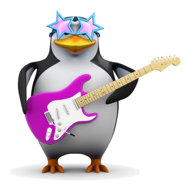 Engine Search Google Penguins Play Cartoon Guitar Clipart