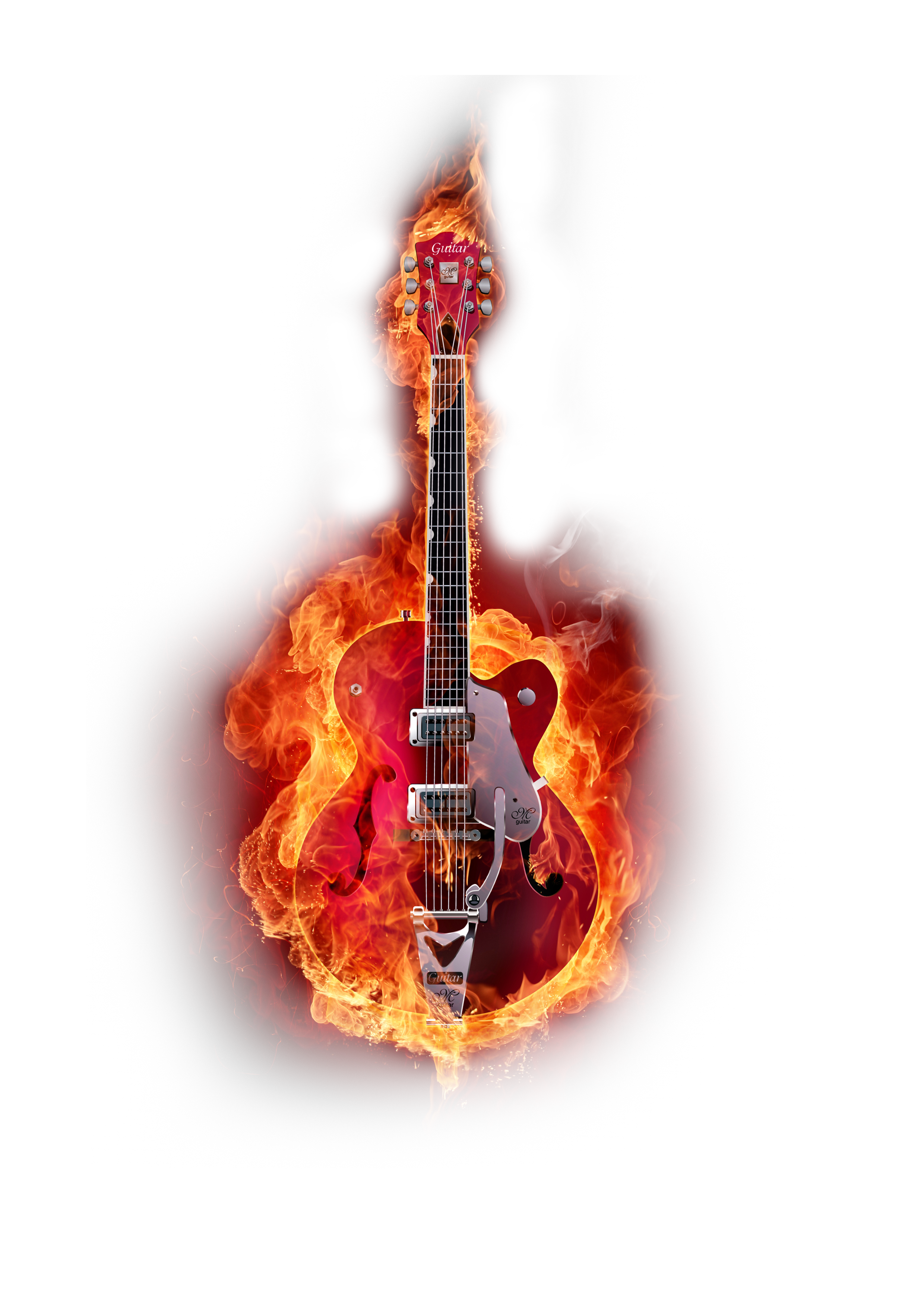 Graphic Instruments Guitar Design Flame Musical Clipart