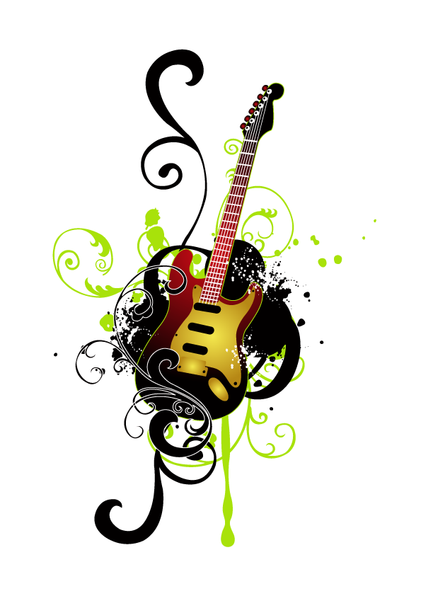Poster Material Illustration Guitar Instrument Musical Clipart