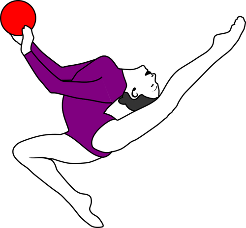 Gymnastics Performer With A Red Ball Clipart