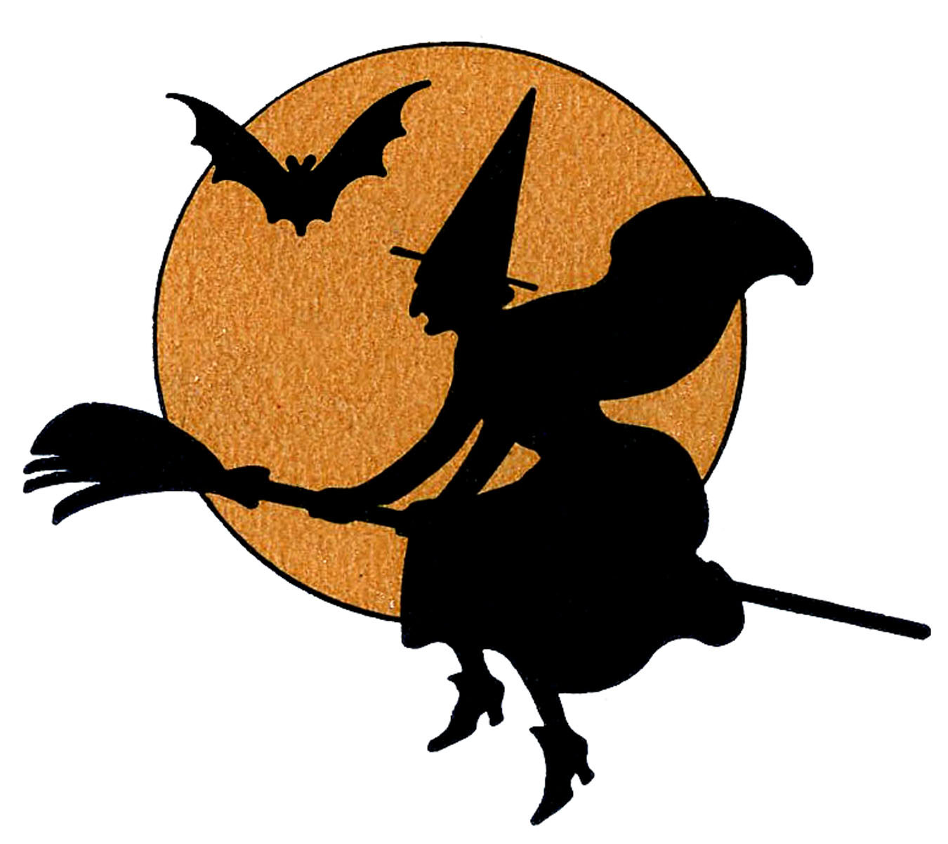 Vintage Halloween Witch With Moon Halloween Clipart