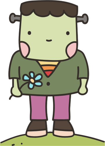 Cute Monster With Flowers Clipart