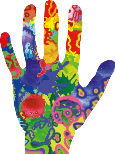 Colorful Five Fingers Open Wide Clipart