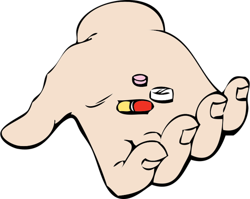 Hand And Pills Clipart