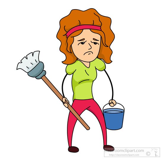 Household Cleaning Woman With Mop Bucket Not Clipart