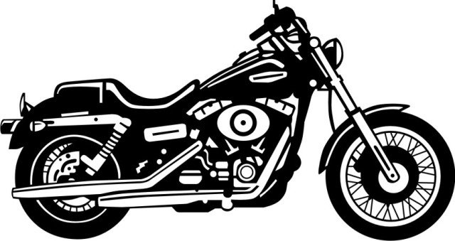 Harley Davidson Motorcycle Black And White Clipart