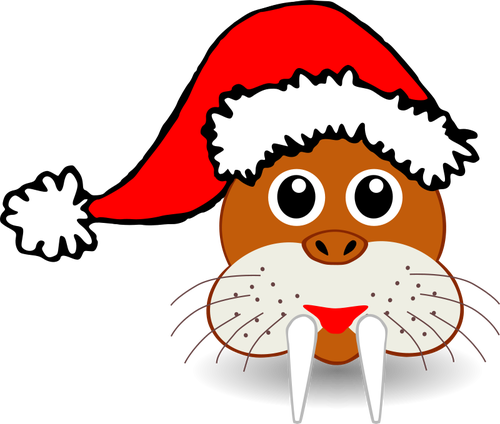 Walrus Face With Santa Claus Hat Clipart