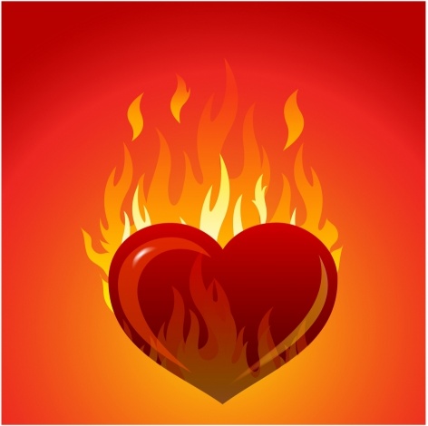 Heart With Flames Vector In Adobe Illustrator Clipart