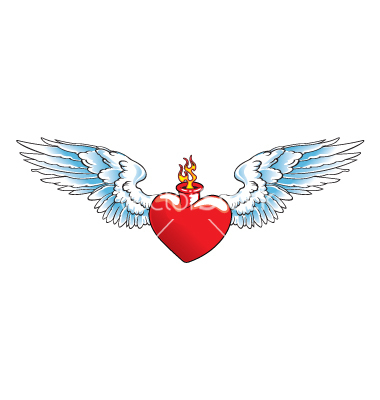 Winged Heart With Flames Vector By Peabug Clipart
