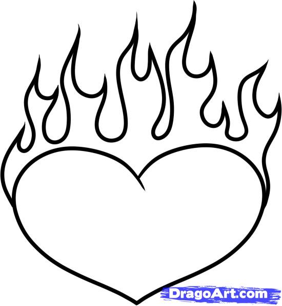 Heart With Flames How To Draw A Clipart