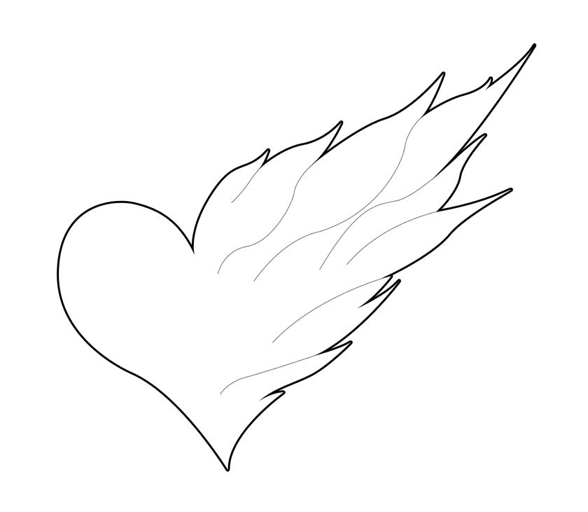 Heart With Flames Heart Of Flames Tattoo Clipart