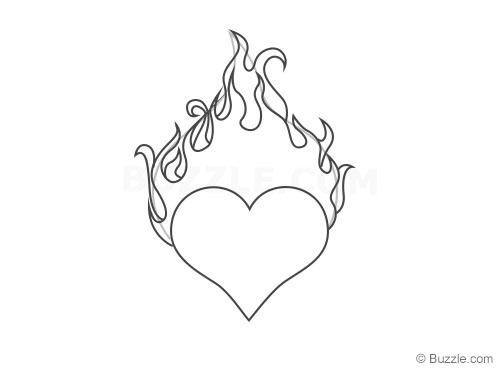 Heart With Flames Easy Instructions To Draw Clipart