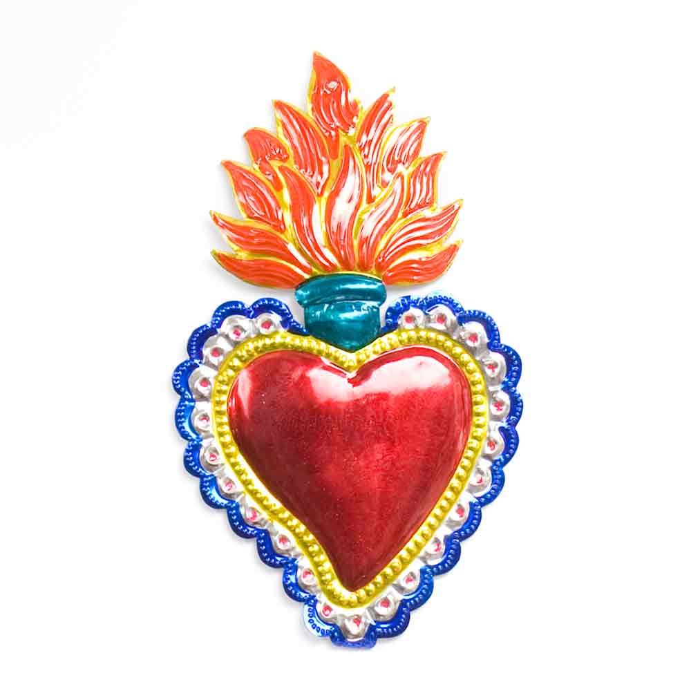 Heart With Flames Flaming Tin Heart Milagros Clipart