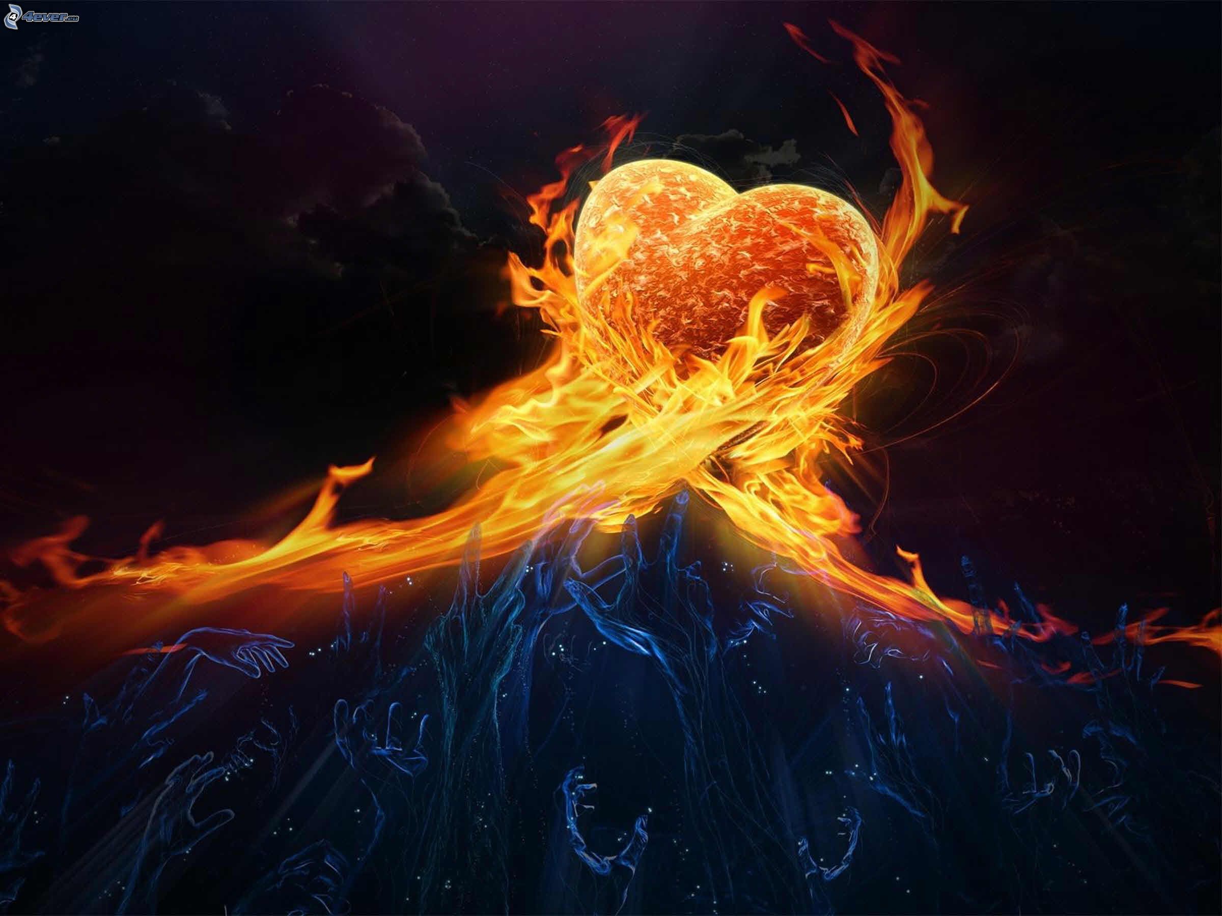 Heart With Flames Fire Heart Free Download Clipart