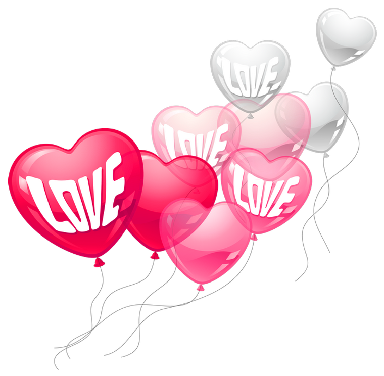Pink Heart And Baloons Love Picture Valentine'S Clipart