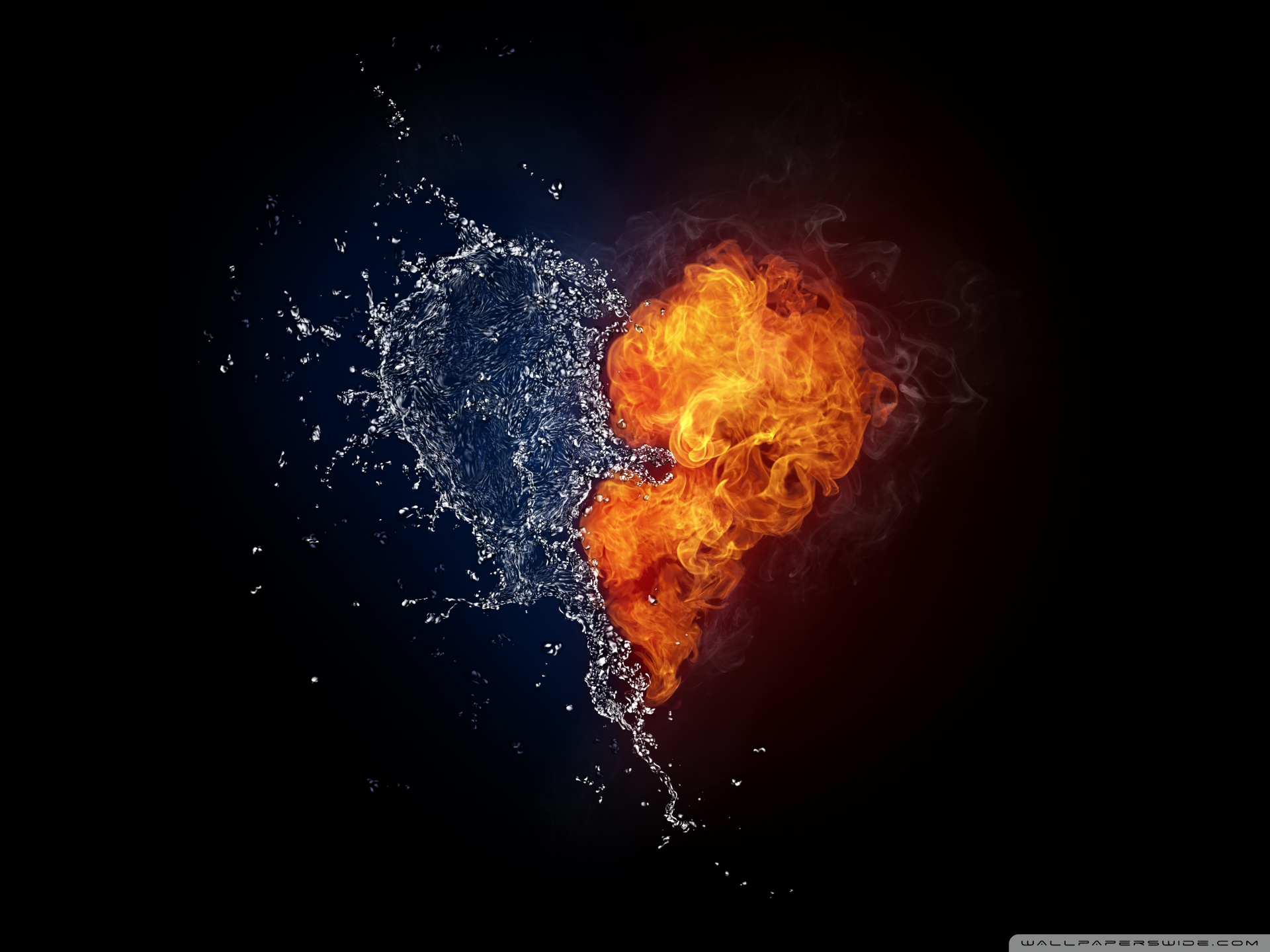 Heart With Flames Water And Flames Heart Clipart