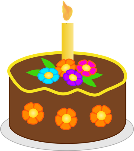 Of Chocolate Flowers Birthday Cake Clipart